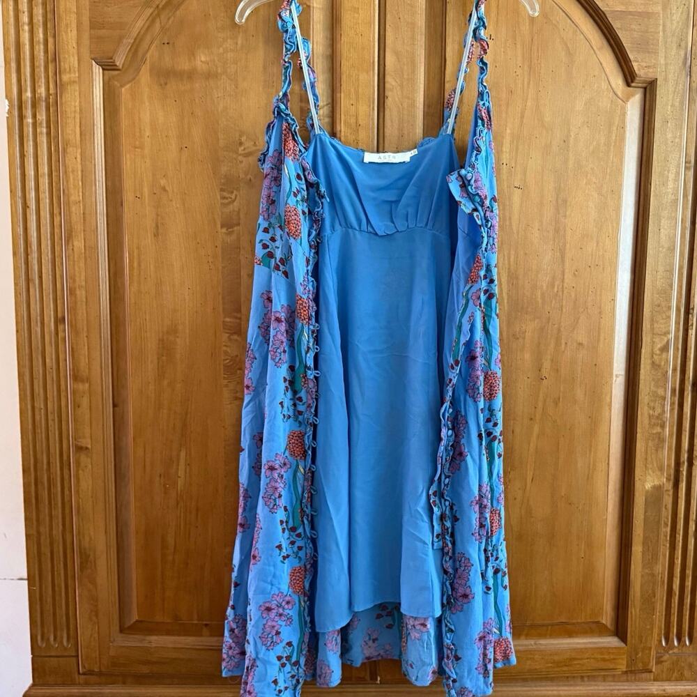 ASTR The Label blended blue knee length crepe sundress tea dress M medium - Picture 13 of 16